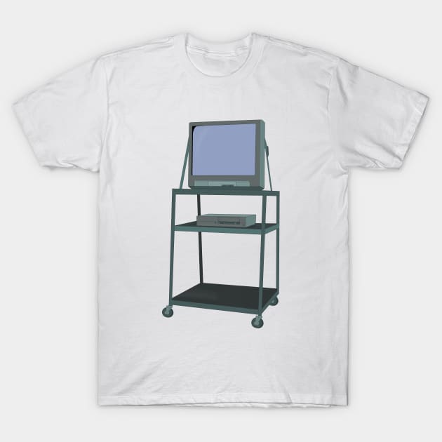 TV and VCR cart Classroom 80s 90s Funny School T-Shirt by DiegoCarvalho